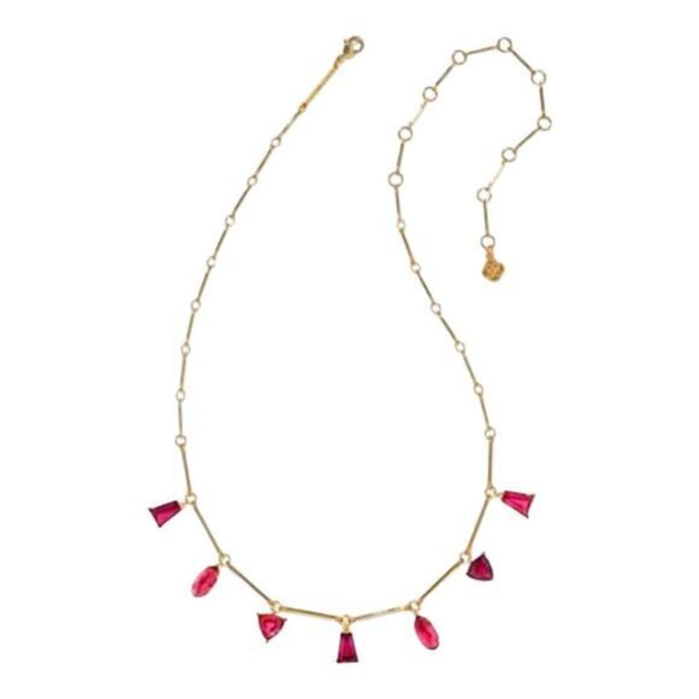 Kendra Scott Blair Gold‎ and Ruby Mix Jeweled Strand Charm Necklace New